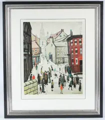 Berwick-Upon-Tweed colour lithograph by L. S. Lowry, lithograph, sold Jan 2026