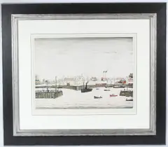 The Harbour colour lithograph by L. S. Lowry, lithograph, sold Jan 2026