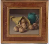 Walnuts in a paper cone' oil on board signed and dated '86 15 x 17cm by Gerald Norden, oil on board, sold Dec 2025