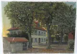 View of a house between trees by V Reber, 1911, oil on canvas, offered Dec 2025