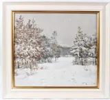 Winter woodland landscape oil on board 44 x 50cm by Viktor Koshevoi, oil on board, offered Dec 2025