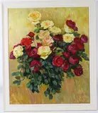 Roses by Peotr Keller, oil on board, offered Dec 2025