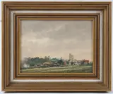 View of Hardwick Bucks by Edward Stamp, oil on board, sold Dec 2025