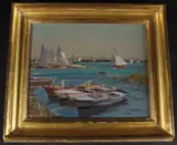 Soldiers Regatta, Duino' oil on board inscribed verso, unsigned 21 x 26cm by Edward Seago, oil on board, offered Dec 2025