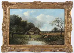 Landscape with cottage by Joseph Thors, oil on canvas, sold Dec 2025