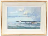 Off Gorleston' oil on board signed inscribed verso 33.5 x 51.5cm by Geoffrey Chatten, oil on board, offered Dec 2025