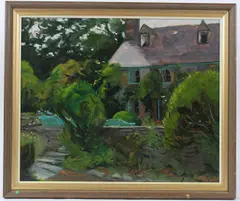 Garregfelen, from the garden by Maurice Cockrill, 1983, oil on board, sold Dec 2025