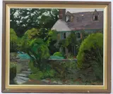 Garregfelen, from the garden by Maurice Cockrill, 1983, oil on board, sold Dec 2025