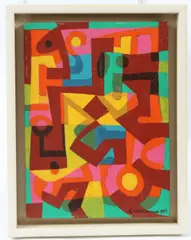 Equivocal Joke by Gabriel Weissmann, 1977, oil on board, sold Dec 2025