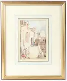 View of buildings with figures on steps possibly Venice by Frederick Goodall, watercolour, offered Dec 2025