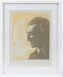 Jack checking Eishi' Portrait of Jack Hillier woodcut print 2/45 signed in pencil and dated 1992 nb by Jacob Pins, 1992, woodcut, offered Dec 2025