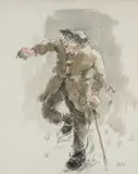 Untitled by Kyffin Williams, pencil and watercolour, sold Jul 2024