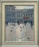Venice with figures by Ken Howard, oil on board, sold Jul 2024