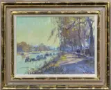 Frosty Morning, Richmond by Matthew Alexander, oil on board, offered Jul 2024