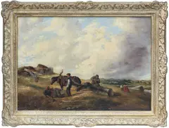 The Fuel Gatherers by William Shayer, oil on canvas, offered Jul 2024