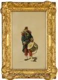 oil on panel - French Legionaire Drummer, signed by Charles Dominique Oscar Lahalle, 1880, oil on panel, sold Jul 2024