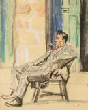 W. H. Davies by Laura Knight, watercolour, sold Jul 2024