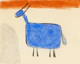 Composition with a Blue Sheep by Roger Hilton, pastel on paper, sold Jul 2024