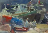 Dubai Creek by Tim Scott Bolton, 1998, watercolour, sold Jul 2024