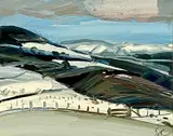 Bylchau, View of the Clwydians by Sarah Carvell, oil on canvas, sold Jul 2024
