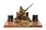 Austria c. 1890, cold painted bronze, modelled with an Arab holding by Th C. Franz Bergmann Inkstand, bronze, sold Jun 2024