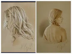 Pastels on paper a pair - head and shoulder study of a young by Kay Boyce, drawing, sold Jun 2024