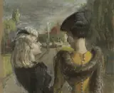 Two Women by Thomas Roland Rathmell, mixed media, sold Jun 2024