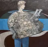 Archaeologist Confusion by Philip Muirden, oil, sold Jun 2024
