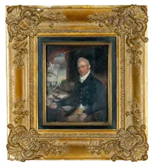 Seated half length wearing by Charles Bestland, oil, sold Jun 2024