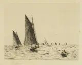 Fishing Boats on Hamilton Bank by William Lionel Wyllie, etching, sold Jun 2024