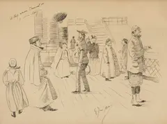 A trip across Channel in a calm day by Phil May, ink on paper, offered Jun 2024