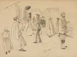 A trip across Channel in a calm day by Phil May, ink on paper, offered Jun 2024