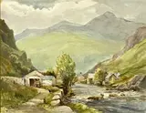 Beddgelert by Harold Gresley, watercolour, sold May 2024