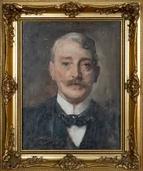Portrait of a gentleman in dark suit by Richard Jack, oil on canvas, sold Apr 2024