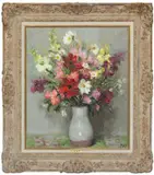 Dahlias et Cosmos by Marcel Dyf, oil on canvas, sold Apr 2024