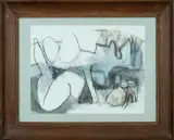 Lovers, Swanwall by Roy Turner Durrant, mixed media, sold Apr 2024