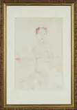 Untitled by Jacob Epstein, pencil and pink, sold Apr 2024