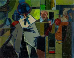 Salem Revisited by Hywel Harries, oil on board, sold Apr 2024