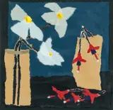 Flowers on a Table by Rosemary Burton, oil, sold Apr 2024