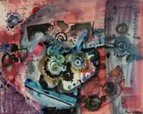 Untitled by Leslie Moore, mixed media, sold Apr 2024