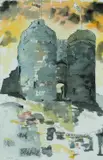 Criccieth Castle by Tom Jones, mixed media, sold Apr 2024