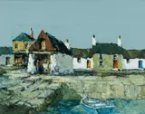 Harbour Cottages by Charles Wyatt Warren, oil on board, sold Apr 2024