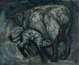 Lambing in Welsh Mountains by Charles White, oil on board, sold Apr 2024