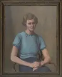 Untitled by Evan Charlton, oil on board, sold Apr 2024
