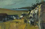 Farm, Trecastell by Audrey Hind, oil on board, sold Apr 2024