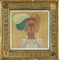 Head on Gold Silk by Frances Richards, oil, sold Apr 2024