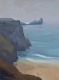 Untitled by Gareth Thomas, oil on board, sold Apr 2024