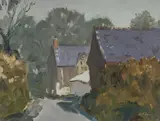 Sunlit Lane, Haverfordwest by Gareth Thomas, oil, sold Apr 2024