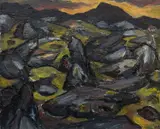 Above Creigiau, Dref Tremadog by Helen Steinthal, oil on board, sold Apr 2024