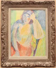 Study of a young lady by Denise Arokas, oil, sold May 2025
